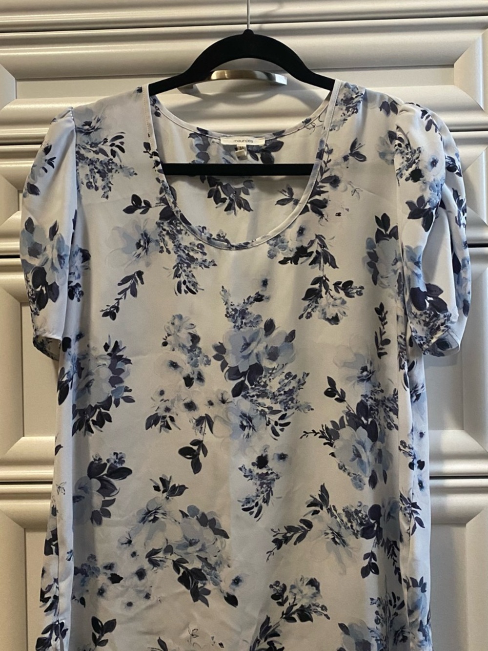 Maurices Blue and White Floral Scoop Neck Top